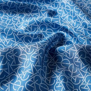 İpekevi Twill İpek Eşarp - Typo Monogram - İndigo