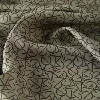 İpekevi Twill İpek Eşarp - Typo Monogram - Haki