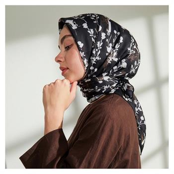 İpekevi Twill İpek Eşarp - Vintage Silhouette - Siyah