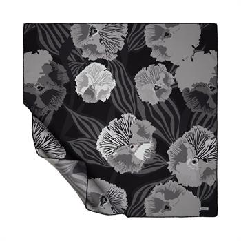 İpekevi Twill İpek Eşarp - Violet Desenli - Füme