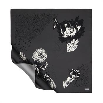 İpekevi Twill İpek Eşarp - Yaz Sonu Desenli - Füme