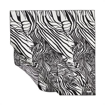 İpekevi Twill İpek Eşarp - Zebra Desenli - Siyah Beyaz