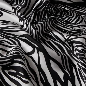 İpekevi Twill İpek Eşarp - Zebra Desenli - Siyah Beyaz
