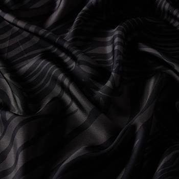 İpekevi Twill İpek Eşarp - Zebra Desenli - Siyah Füme