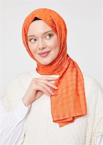 Levidor Jakarlı Şal - Kazayağı - Turuncu