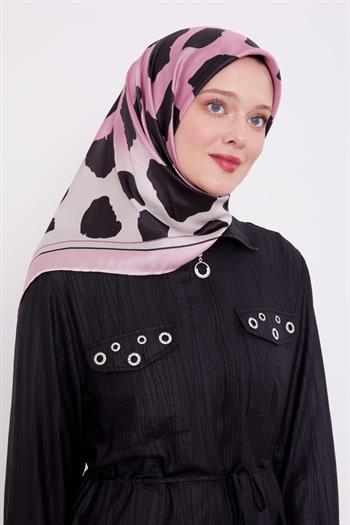 Levidor Kristal Eşarp - 20010 - Leopar Desenli Pembe
