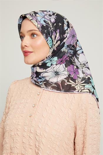 Levidor Pamuklu Sport Eşarp - 90163-08 Siyah Lila