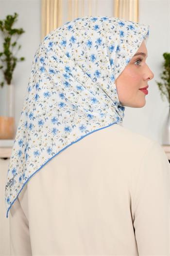 Levidor Pamuklu Sport Eşarp - 90263-08 Beyaz Mavi