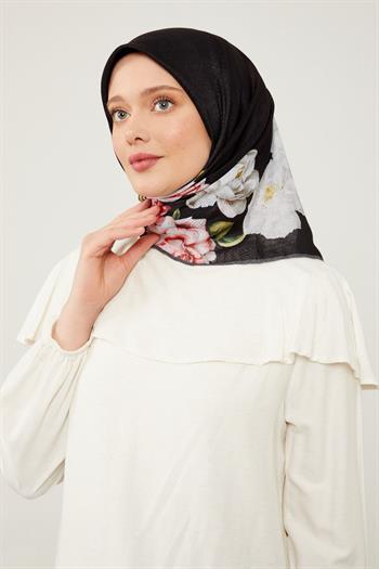 Levidor Soft Pamuk Eşarp - 90036-01 Siyah Kırmızı