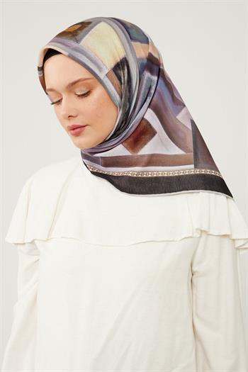 Levidor Soft Pamuk Eşarp - 90049-01 Siyah Mor