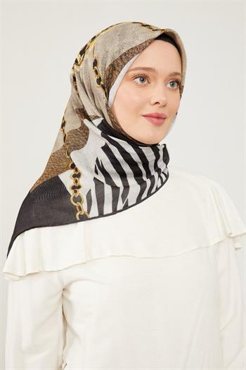 Levidor Soft Pamuk Eşarp - 90058-01 Siyah Krem