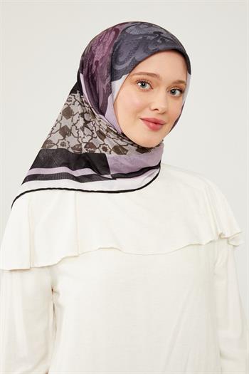 Levidor Soft Pamuk Eşarp - 90060-02 Siyah Mor