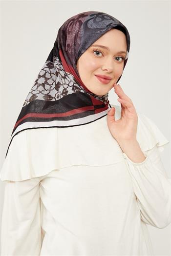 Levidor Soft Pamuk Eşarp - 90060-03 Siyah Bordo