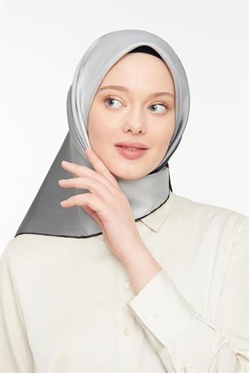 Levidor Twill İpek Eşarp - Degrade - Siyah Gri