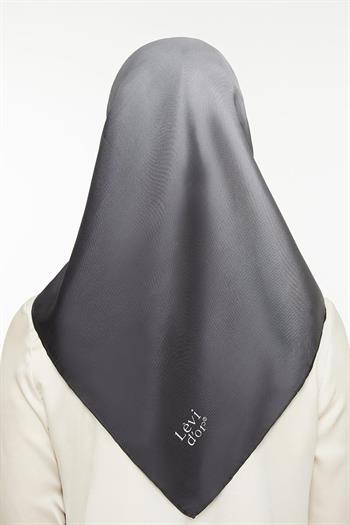 Levidor Twill İpek Eşarp - Degrade - Siyah Gri