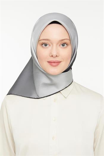 Levidor Twill İpek Eşarp - Degrade - Siyah Gri
