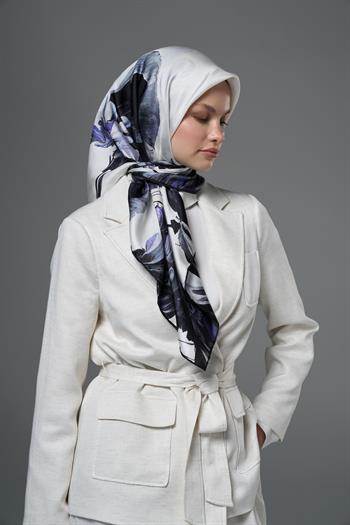 Maisa Twill İpek Eşarp - Hale - Ekru