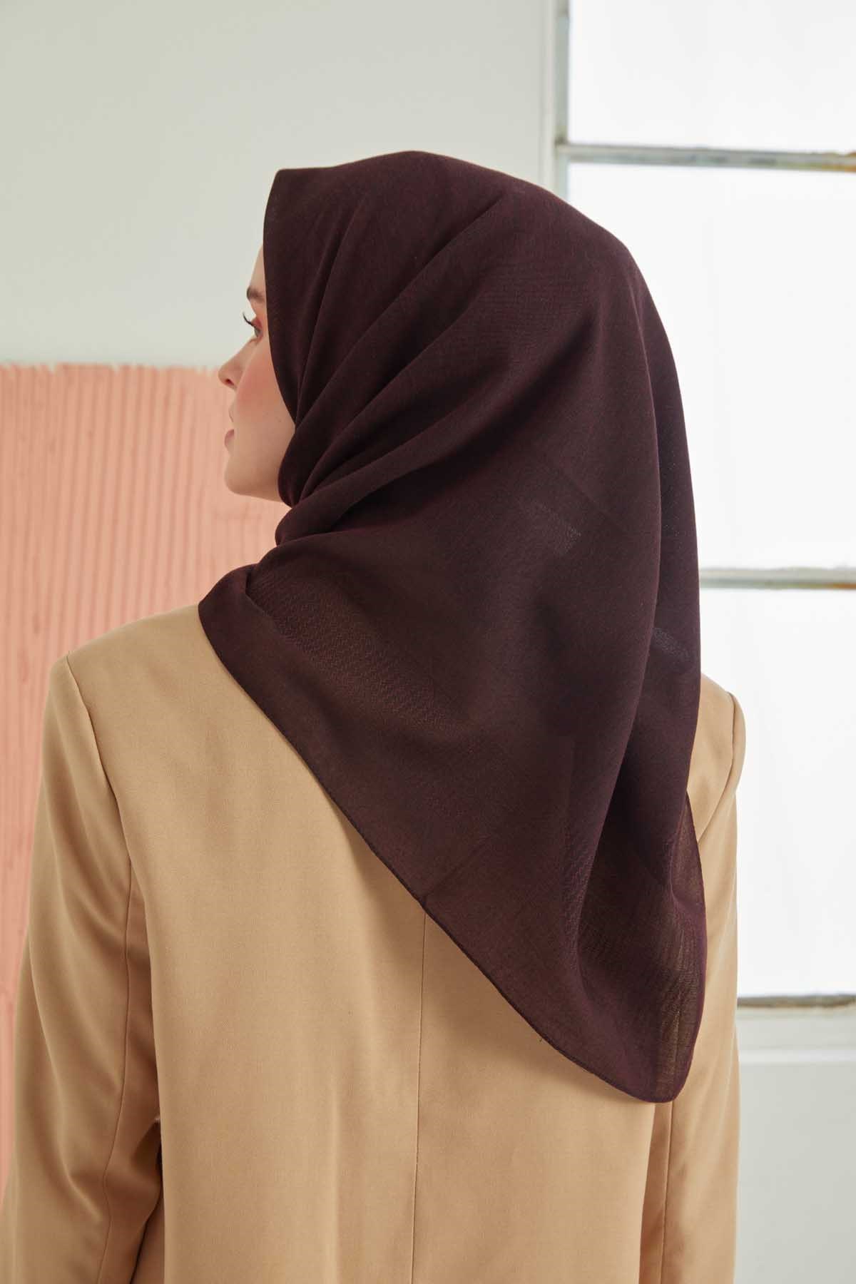 Miray Düz Pamuk Eşarp - Bordo Siyah