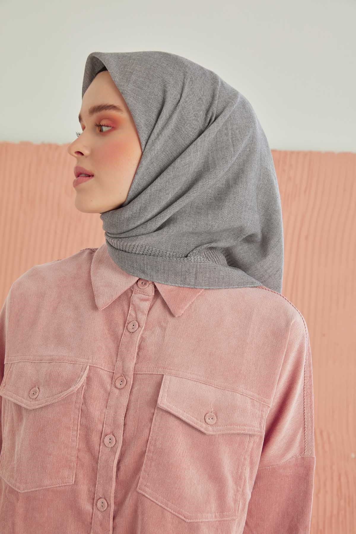 Miray Düz Pamuk Eşarp - Gri