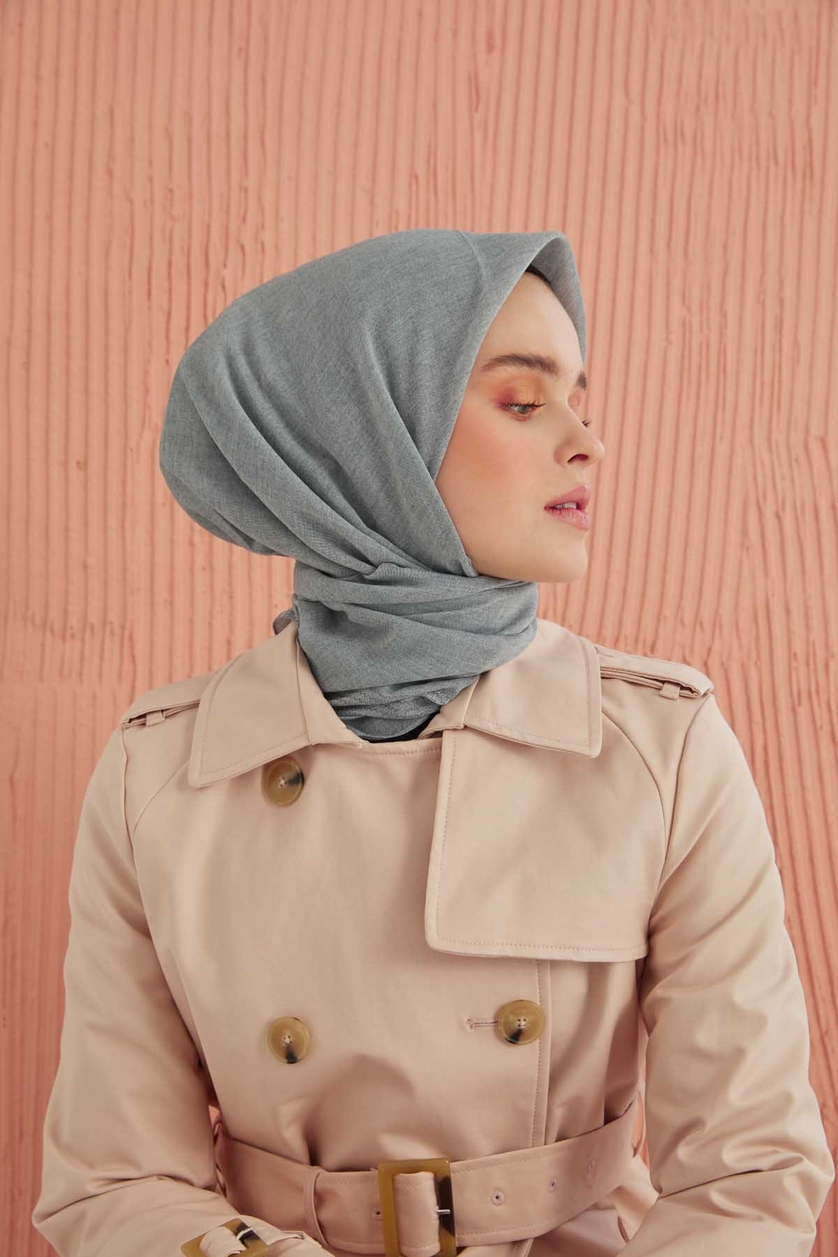 Miray Düz Pamuk Eşarp - Gümüş