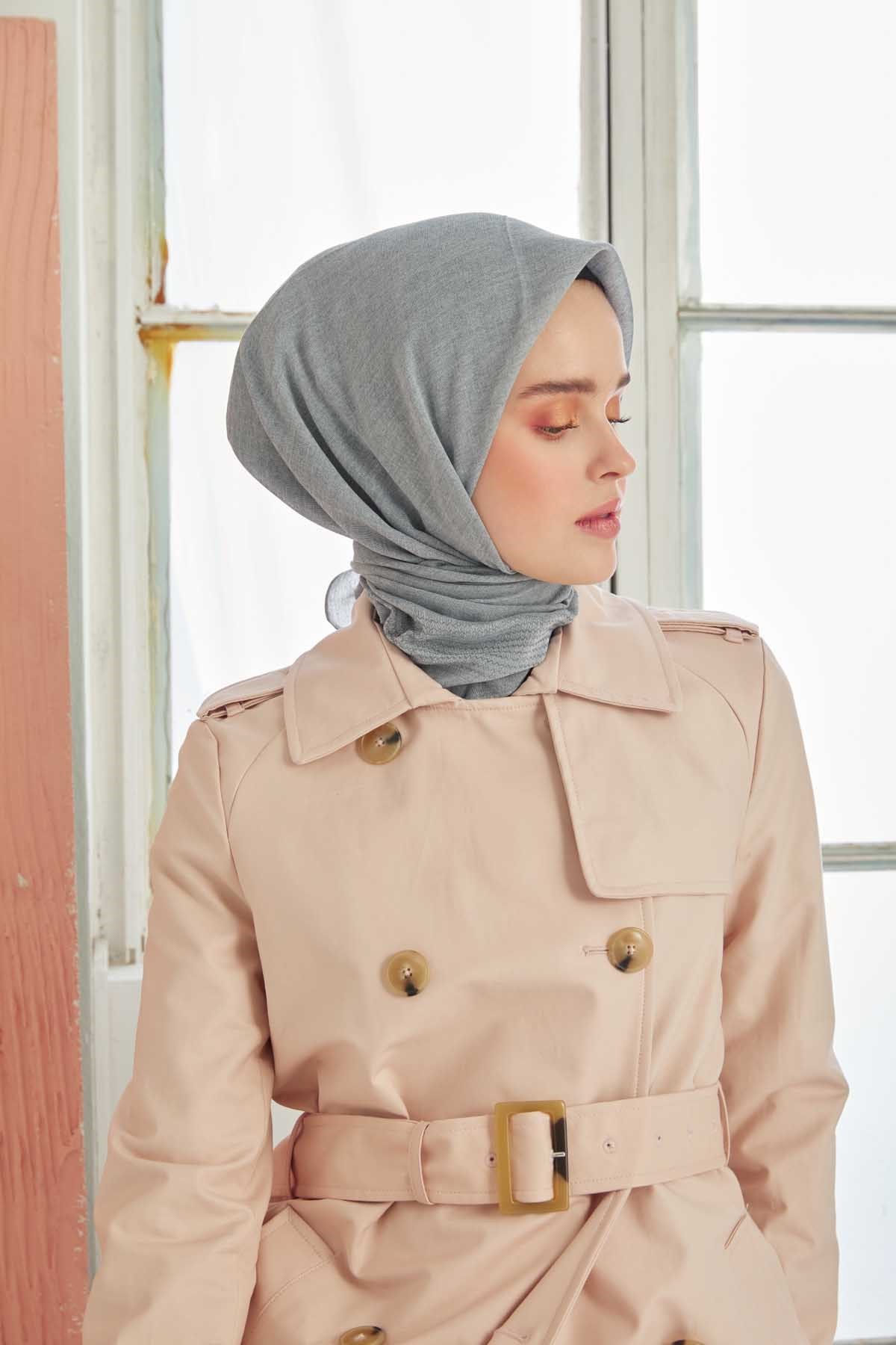 Miray Düz Pamuk Eşarp - Gümüş