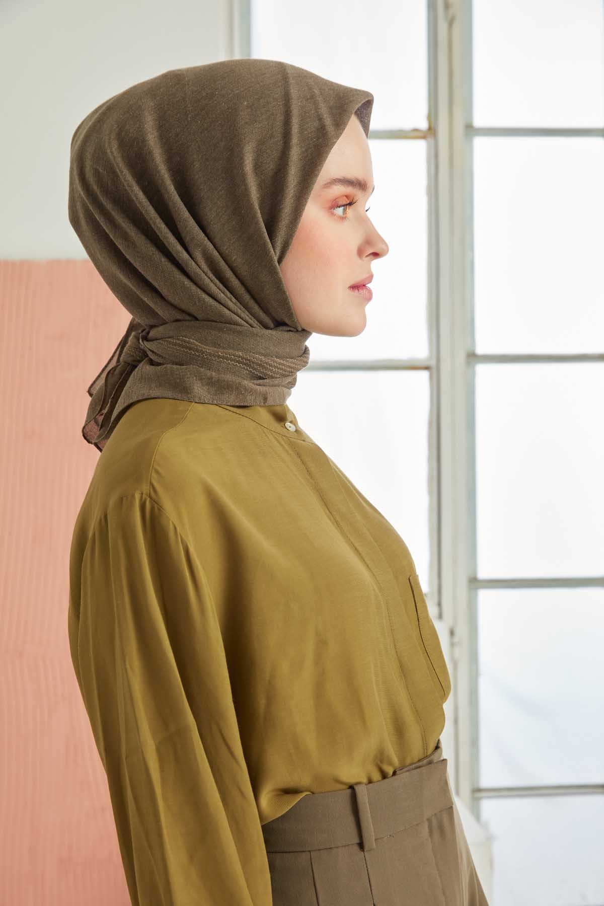 Miray Düz Pamuk Eşarp - Haki