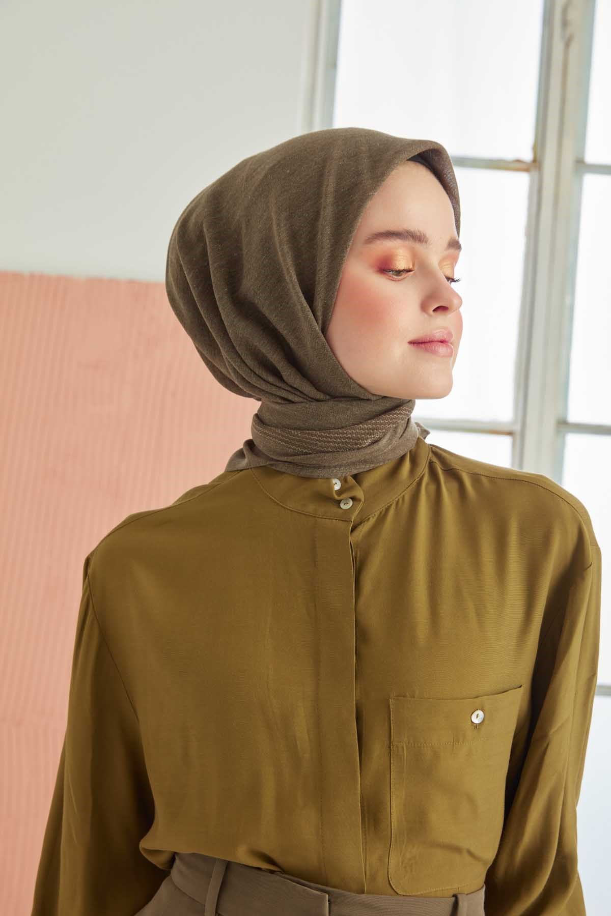 Miray Düz Pamuk Eşarp - Haki