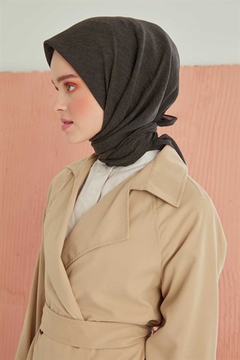 Miray Düz Pamuk Eşarp - Haki Siyah