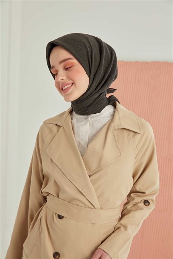 Miray Düz Pamuk Eşarp - Haki Siyah