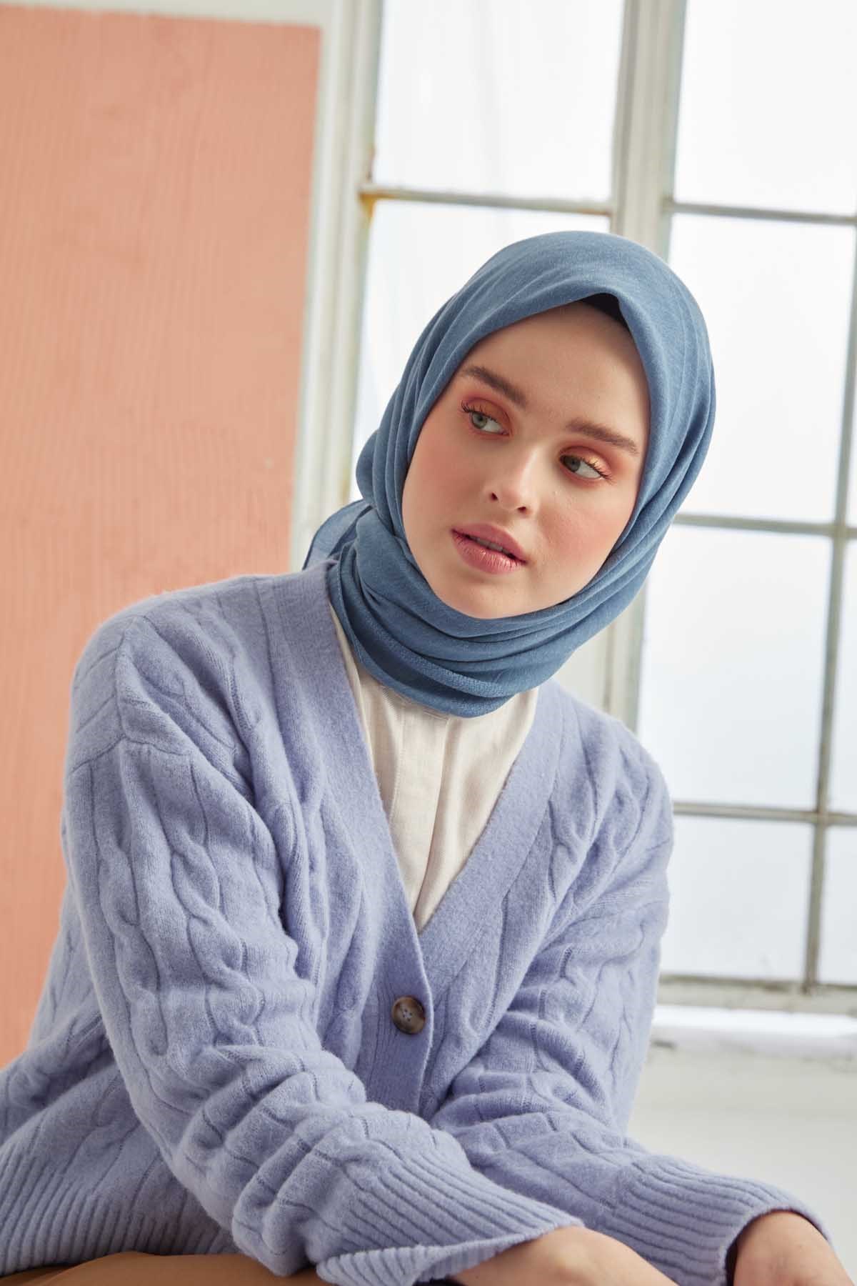 Miray Düz Pamuk Eşarp - İndigo