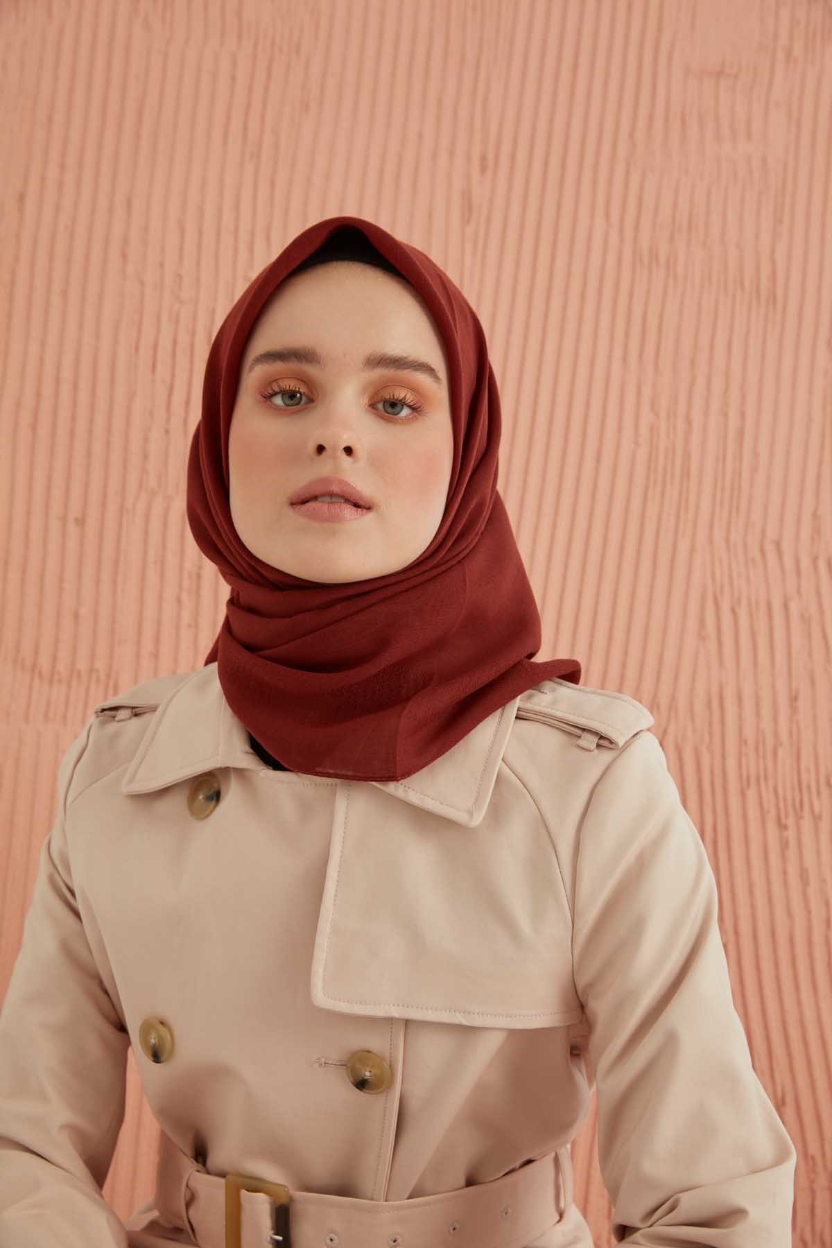 Miray Düz Pamuk Eşarp - Kiremit