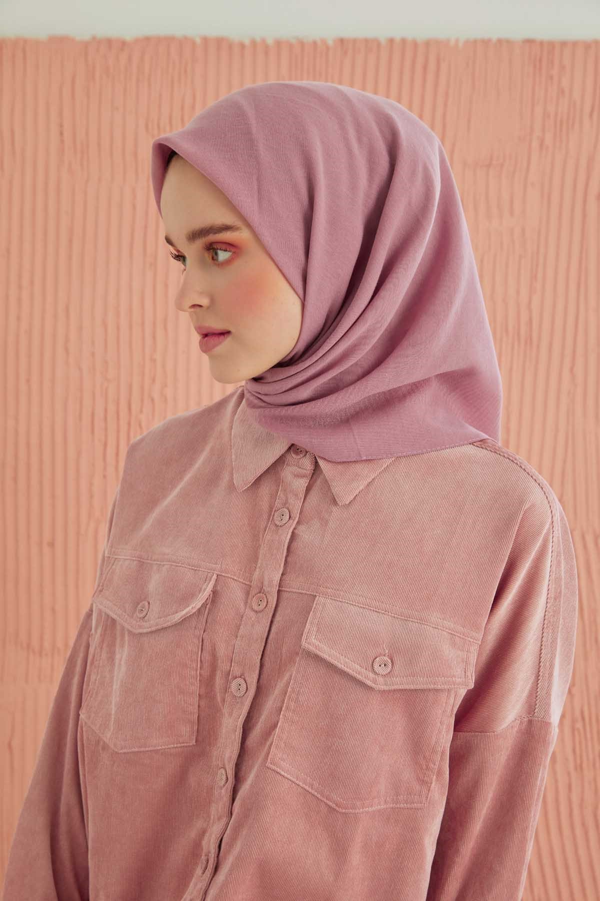 Miray Düz Pamuk Eşarp - Koyu Pudra