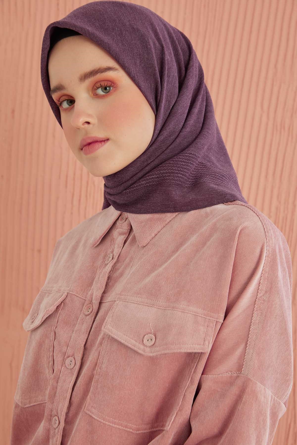 Miray Düz Pamuk Eşarp - Mürdüm