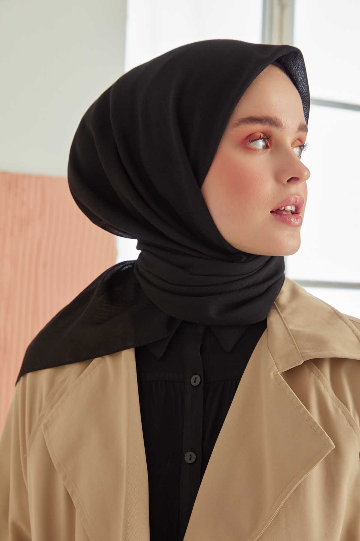 Miray Düz Pamuk Eşarp - Siyah