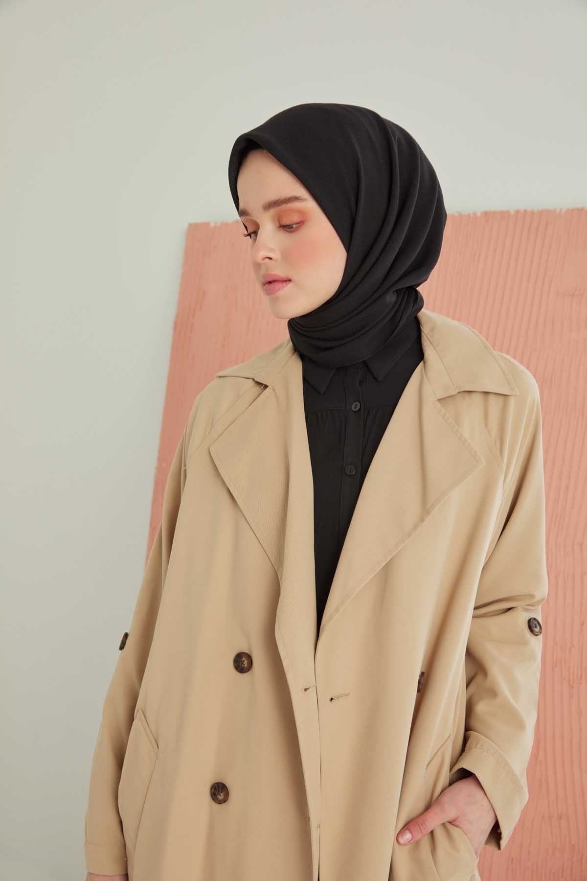 Miray Düz Pamuk Eşarp - Siyah