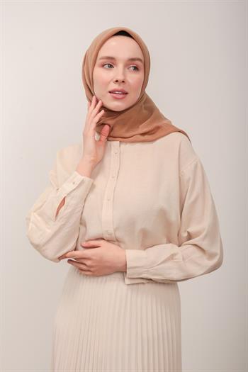 Miray Düz Pamuk Eşarp - Sütlü Kahve