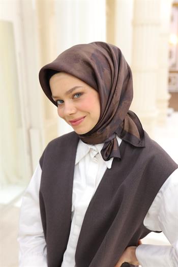 Silk Home Desenli Shiny Eşarp - 8647 -  Acı Kahve