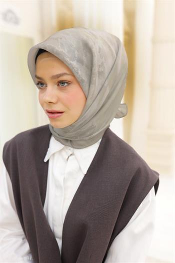 Silk Home Desenli Shiny Eşarp - 8647 - Açık Taş