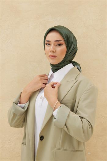 Silk Home Desenli Shiny Eşarp - 8647 - Asker Yeşili