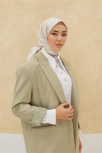 Silk Home Desenli Shiny Eşarp - 8647 - Bej