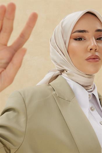 Silk Home Desenli Shiny Eşarp - 8647 - Bej