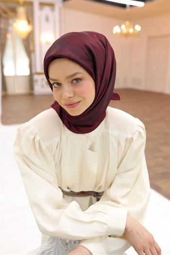 Silk Home Desenli Shiny Eşarp - 8647 - Bordo Siyah