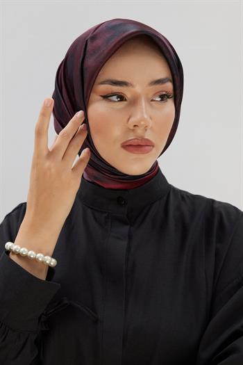 Silk Home Desenli Shiny Eşarp - 8647 - Bordo