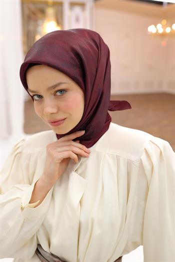 Silk Home Desenli Shiny Eşarp - 8647 - Bordo Siyah