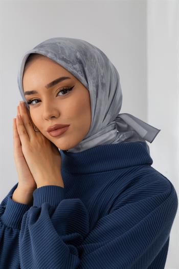 Silk Home Desenli Shiny Eşarp - 8647 - Buz Beyazı