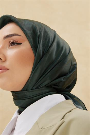 Silk Home Desenli Shiny Eşarp - 8647 - Haki