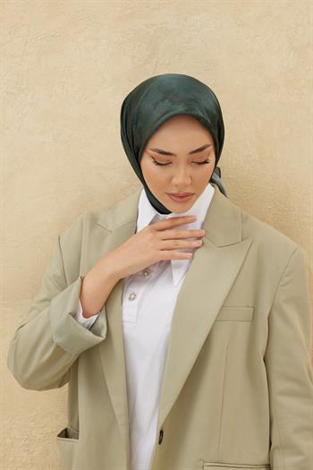 Silk Home Desenli Shiny Eşarp - 8647 - Haki