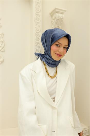 Silk Home Desenli Shiny Eşarp - 8647 - İndigo