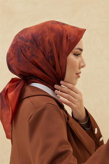 Silk Home Desenli Shiny Eşarp - 8647 - Kiremit