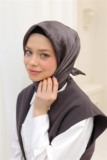 Silk Home Desenli Shiny Eşarp - 8647 - Koyu Kahve